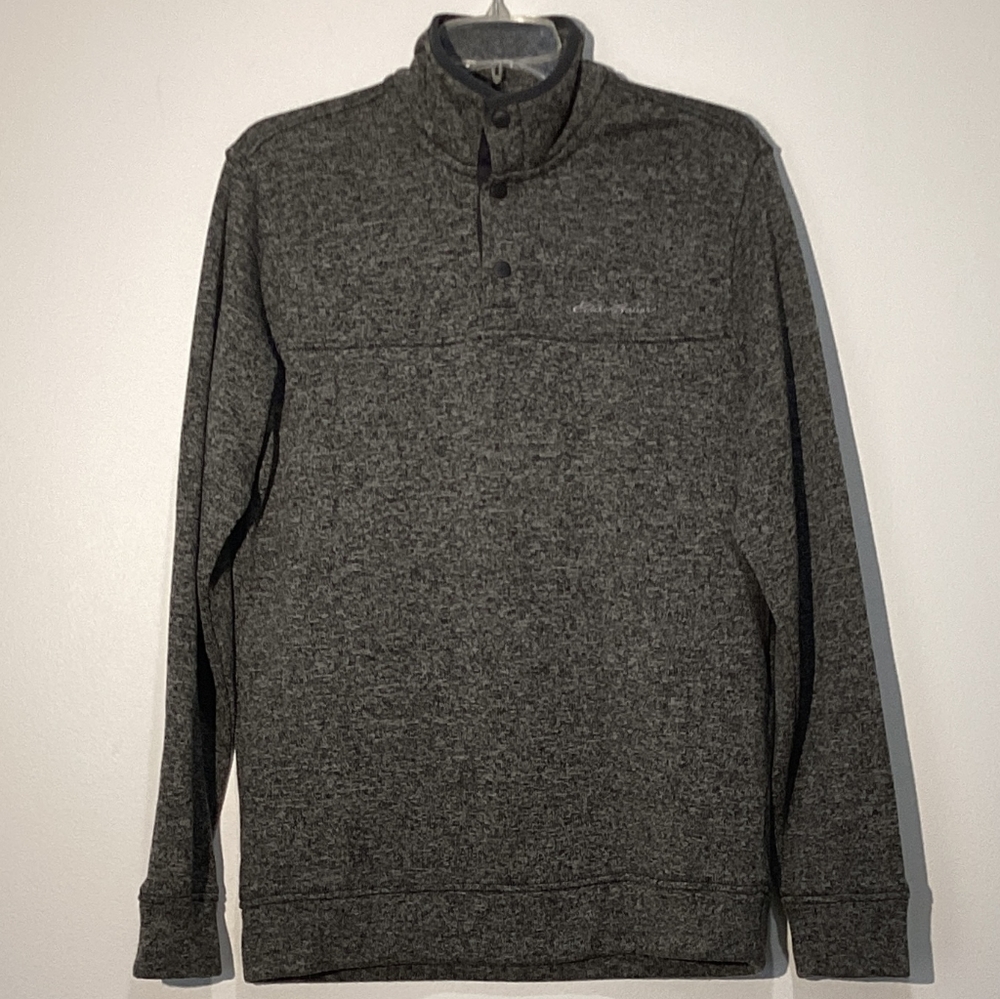 Eddie Bauer Men's Heather Gray Pull Over Collard Sweater Shirt